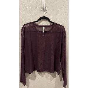 ATHLETA Sheer Long Sleeve Breathe Pullover Purple Circuit Top